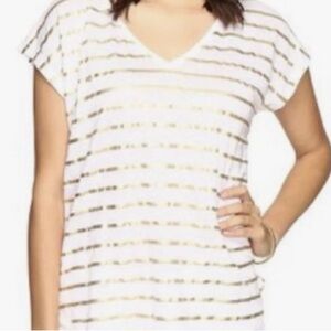Lilly Pulitzer White and Gold Striped Tee